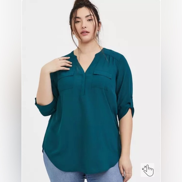 Torrid Size 3 Harper Georgette Pullover 3/4 Sleeve Tunic Blouse - Picture 1 of 2